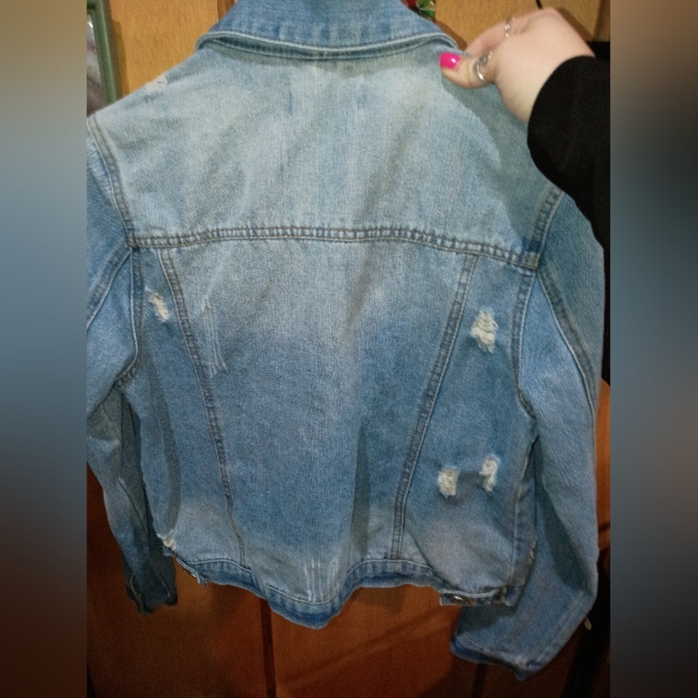 Ci Sono Light Blue Distressed Denim Jacket - Picture 3 of 3